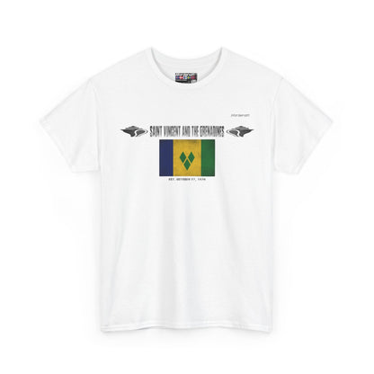 Saint Vincent And The Grenadines flag t-shirt in White — premium cotton, Nordenatt