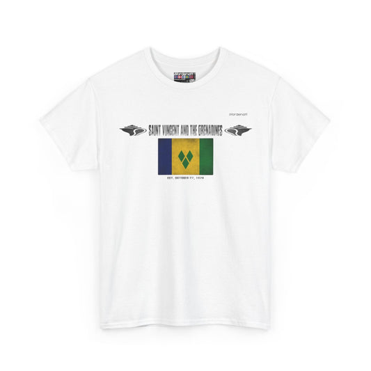 Saint Vincent And The Grenadines flag t-shirt in White — premium cotton, Nordenatt