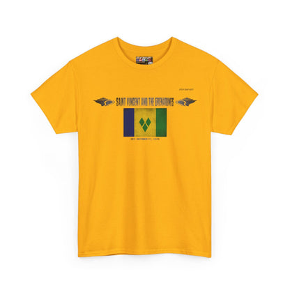 Saint Vincent And The Grenadines flag t-shirt in Gold — premium cotton, Nordenatt