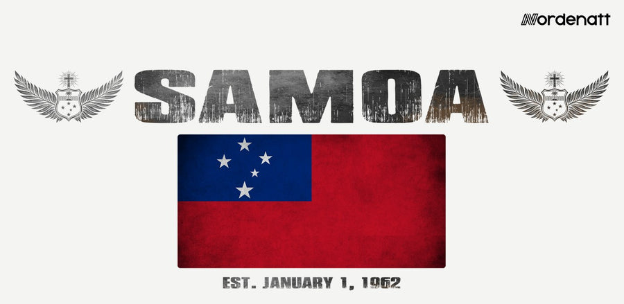 Samoa design preview: flag, date and emblem inspiration printed on light t-shirts (Nordenatt)