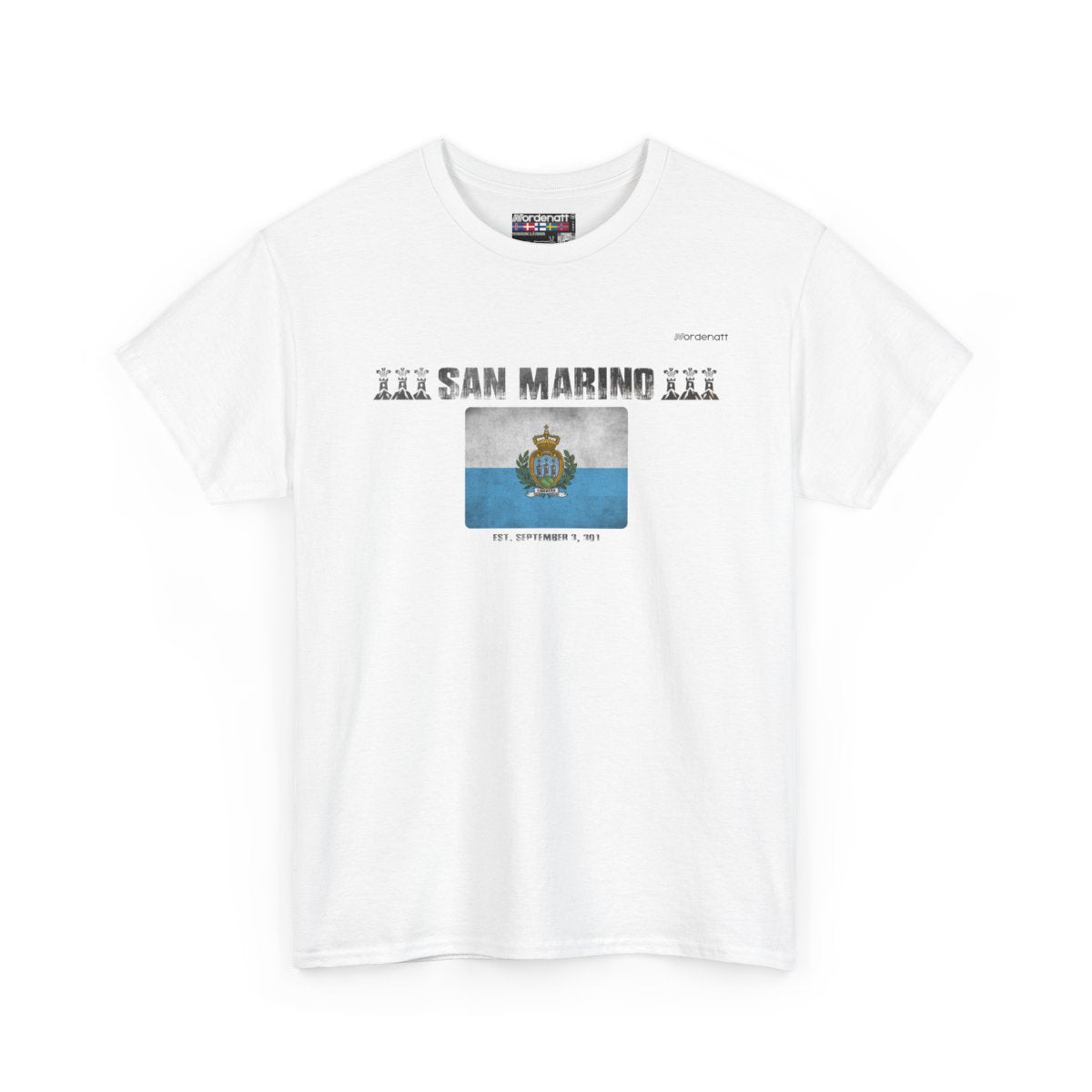 San Marino flag t-shirt in White — premium cotton, Nordenatt
