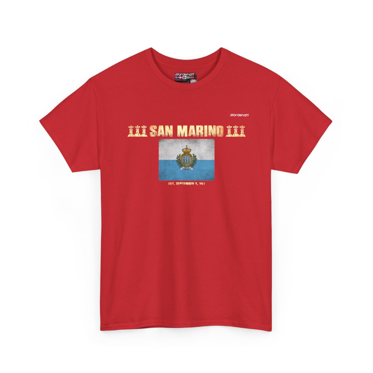 San Marino flag t-shirt in Red — premium cotton, Nordenatt