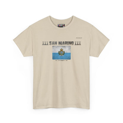 San Marino flag t-shirt in Sand — premium cotton, Nordenatt