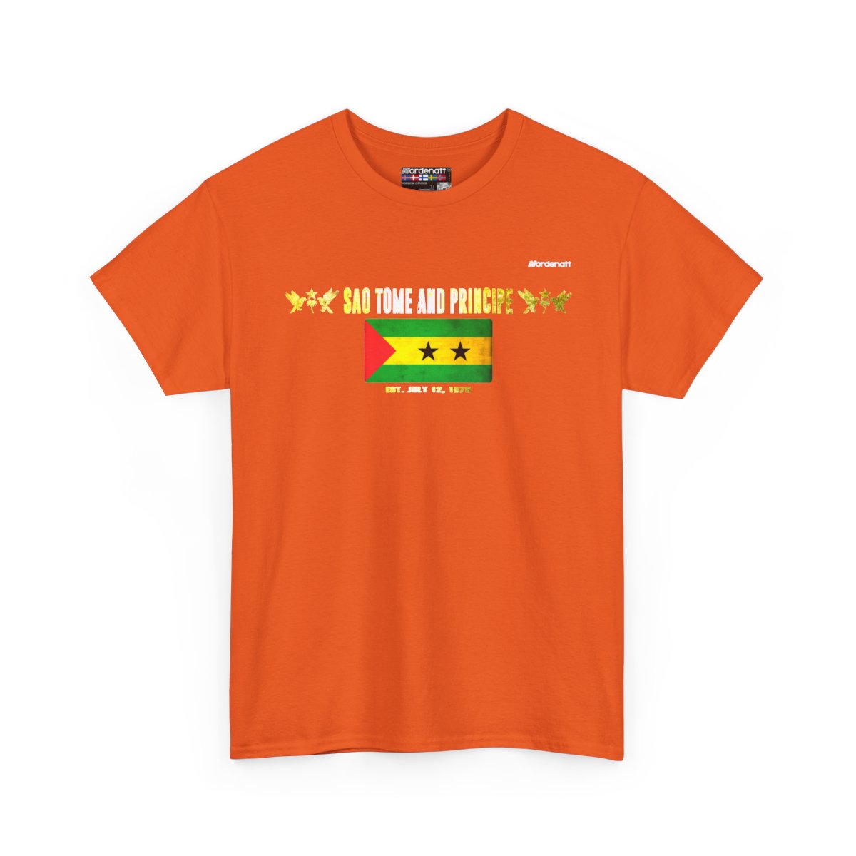 Sao Tome and Principe flag t-shirt in Orange — premium cotton, Nordenatt