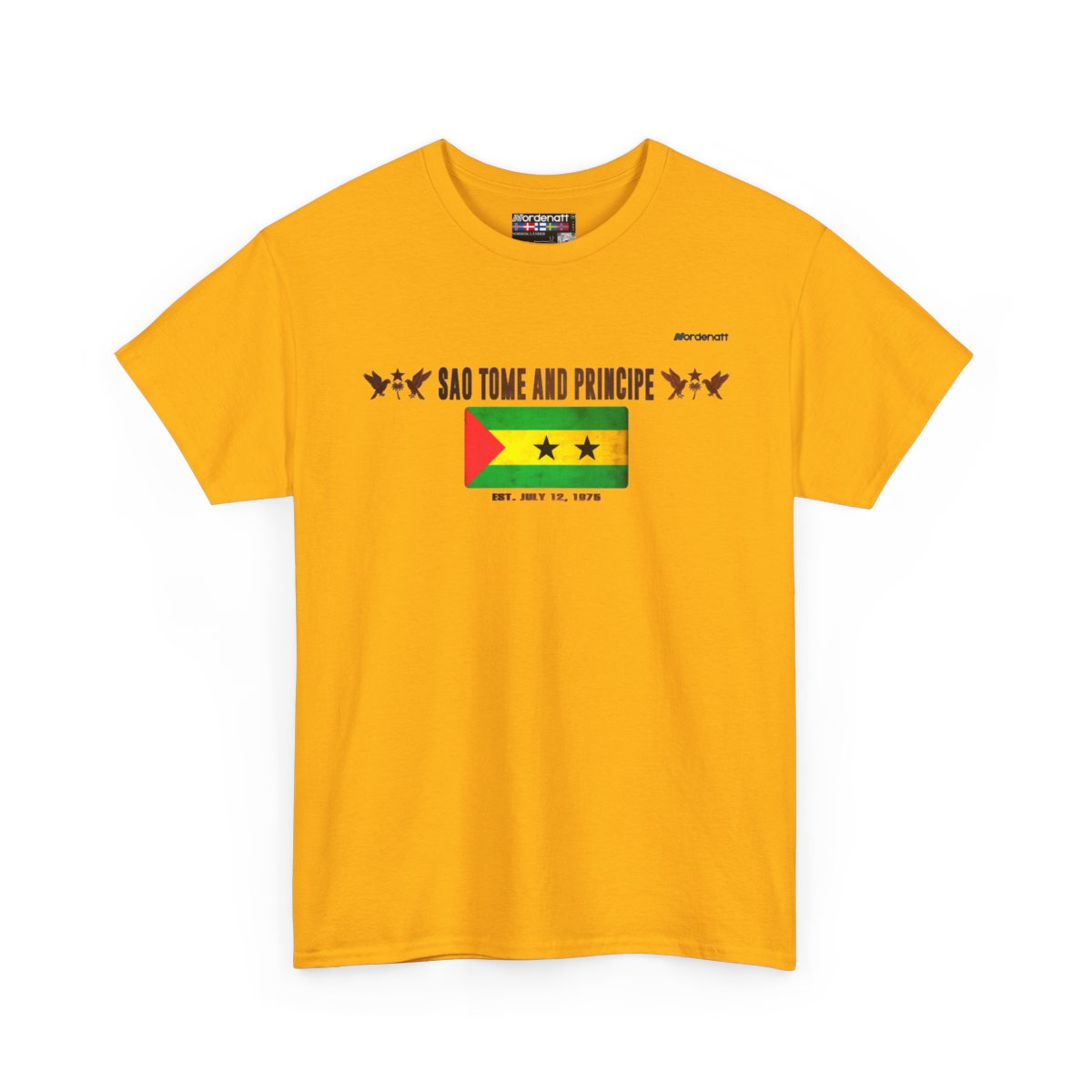 Sao Tome and Principe flag t-shirt in Gold — premium cotton, Nordenatt