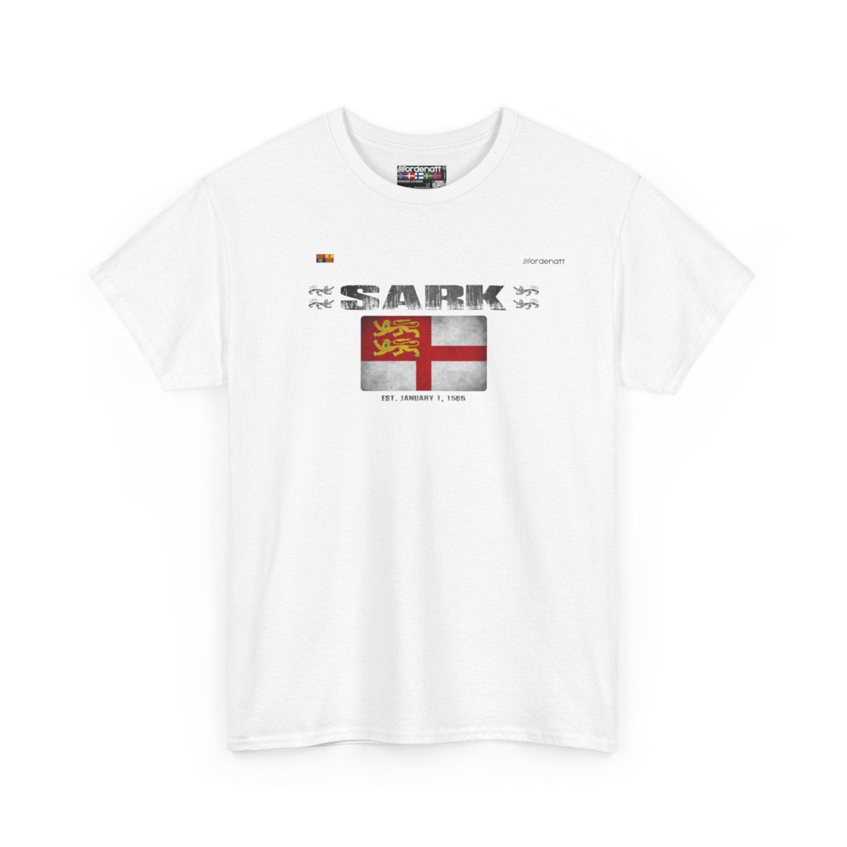Sark flag t-shirt in White — premium cotton, Nordenatt