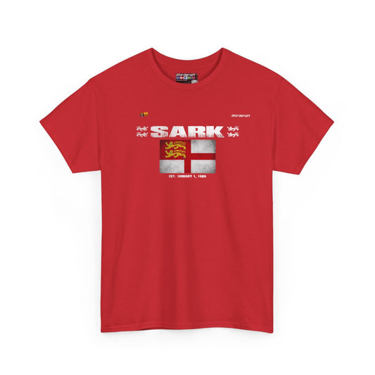 Sark flag t-shirt in Red — premium cotton, Nordenatt