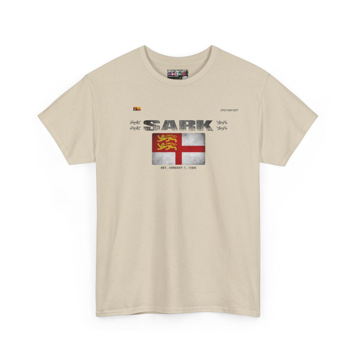 Sark flag t-shirt in Sand — premium cotton, Nordenatt