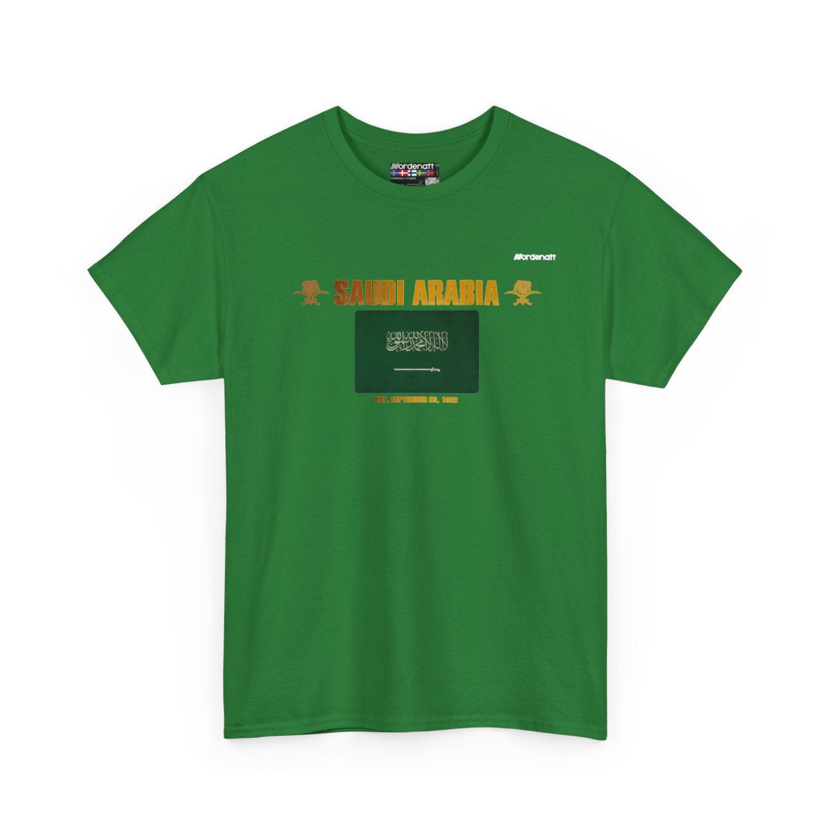 Saudi Arabia flag t-shirt in Turf Green — premium cotton, Nordenatt