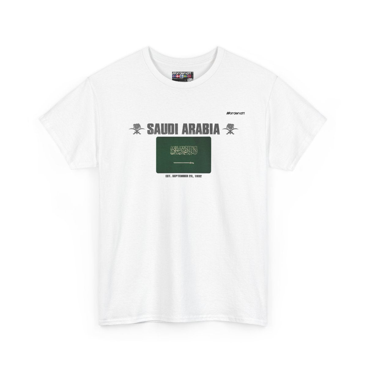 Saudi Arabia flag t-shirt in White — premium cotton, Nordenatt