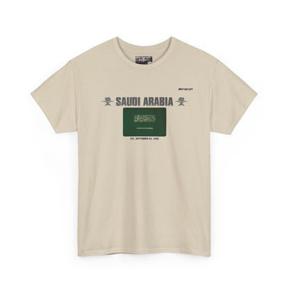 Saudi Arabia flag t-shirt in Sand — premium cotton, Nordenatt