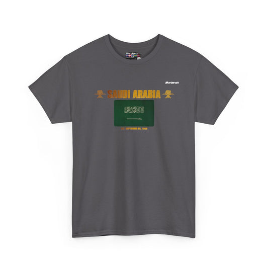 Saudi Arabia flag t-shirt in Charcoal — premium cotton, Nordenatt