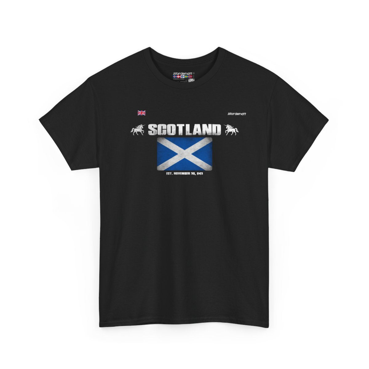 Scotland flag t-shirt in Black — premium cotton, Nordenatt
