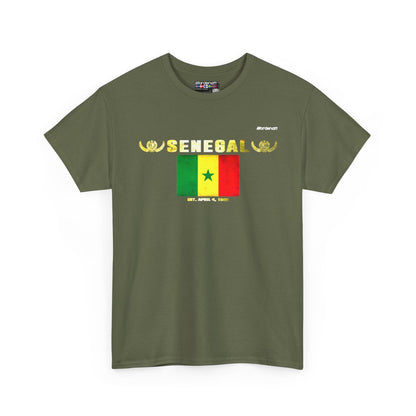 Senegal flag t-shirt in Military Green — premium cotton, Nordenatt