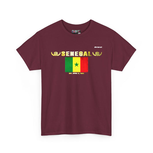 Senegal flag t-shirt in Maroon — premium cotton, Nordenatt