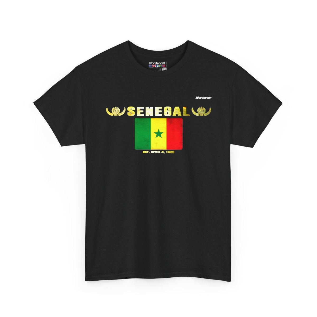 Senegal flag t-shirt in Black — premium cotton, Nordenatt