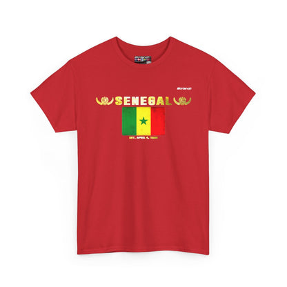 Senegal flag t-shirt in Red — premium cotton, Nordenatt