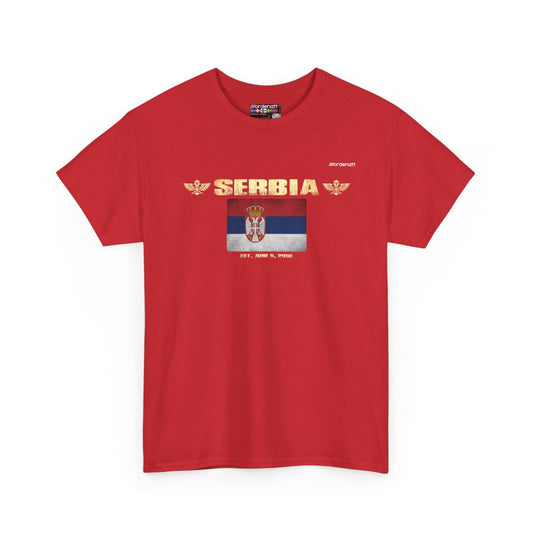 Serbia flag t-shirt in Red — premium cotton, Nordenatt