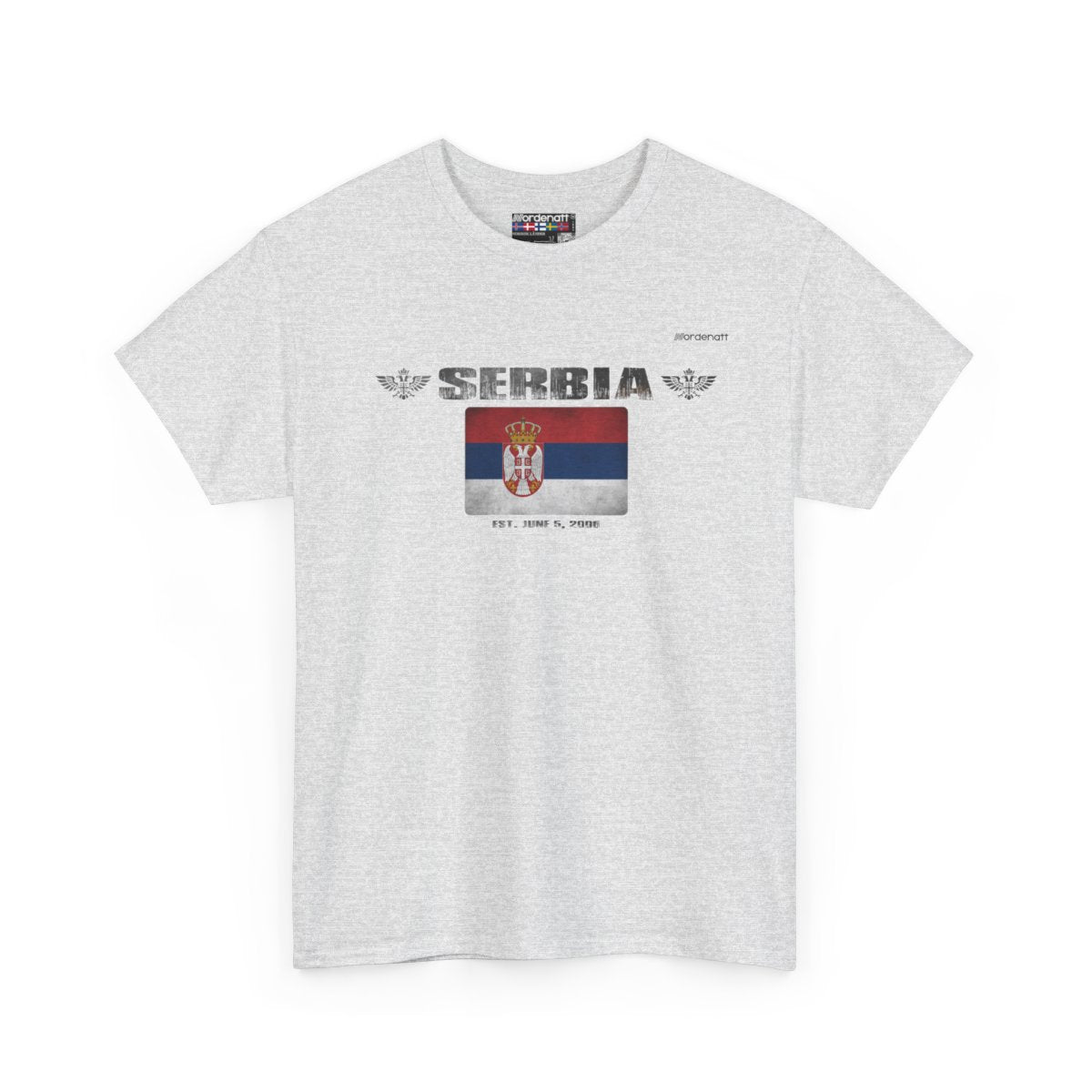 Serbia flag t-shirt in Ash — premium cotton, Nordenatt