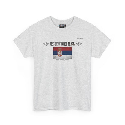 Serbia flag t-shirt in Ash — premium cotton, Nordenatt