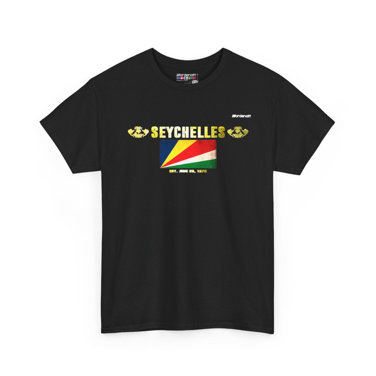 Seychelles flag t-shirt in Black — premium cotton, Nordenatt