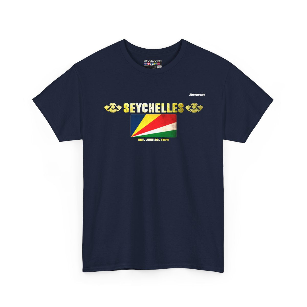 Seychelles flag t-shirt in Navy — premium cotton, Nordenatt