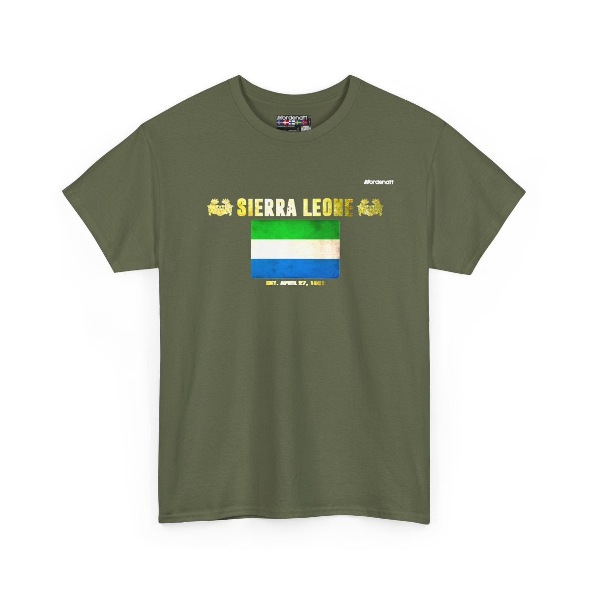 Sierra Leone flag t-shirt in Military Green — premium cotton, Nordenatt