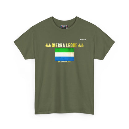 Sierra Leone flag t-shirt in Military Green — premium cotton, Nordenatt