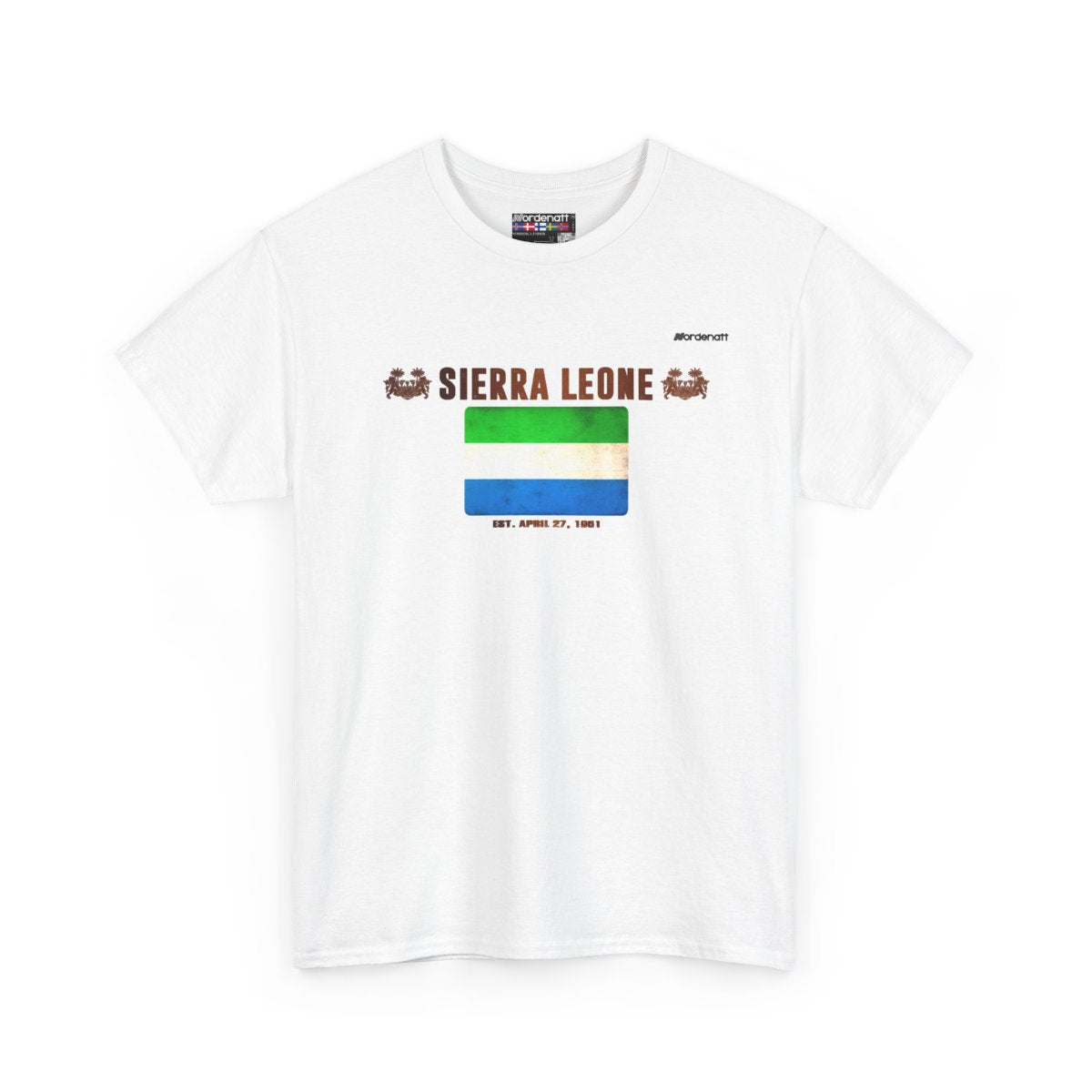 Sierra Leone flag t-shirt in White — premium cotton, Nordenatt