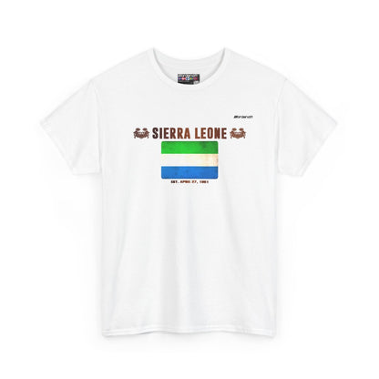 Sierra Leone flag t-shirt in White — premium cotton, Nordenatt