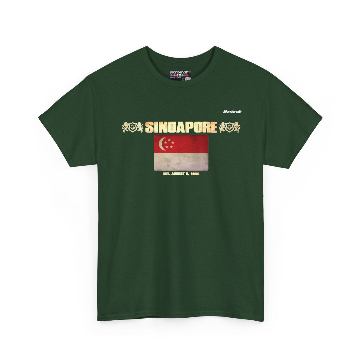 Singapore flag t-shirt in Forest Green — premium cotton, Nordenatt