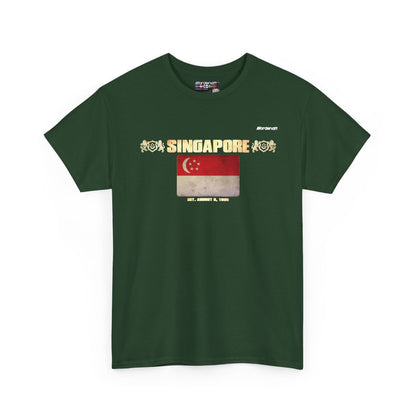 Singapore flag t-shirt in Forest Green — premium cotton, Nordenatt