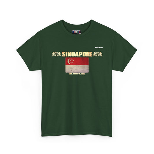 Singapore flag t-shirt in Forest Green — premium cotton, Nordenatt