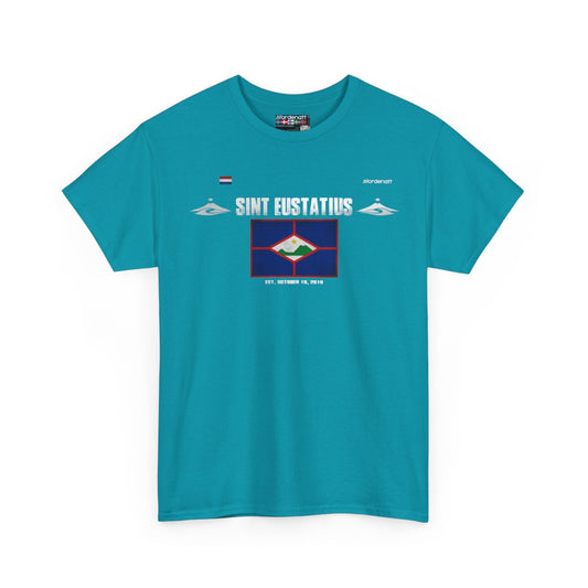 Sint Eustatius flag t-shirt in Tropical Blue — premium cotton, Nordenatt
