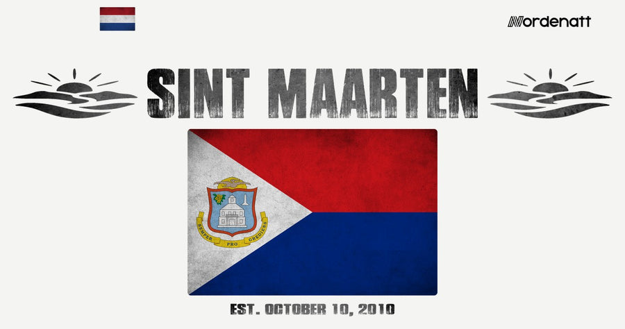 Sint Maarten design preview: flag, date and emblem inspiration printed on light t-shirts (Nordenatt)