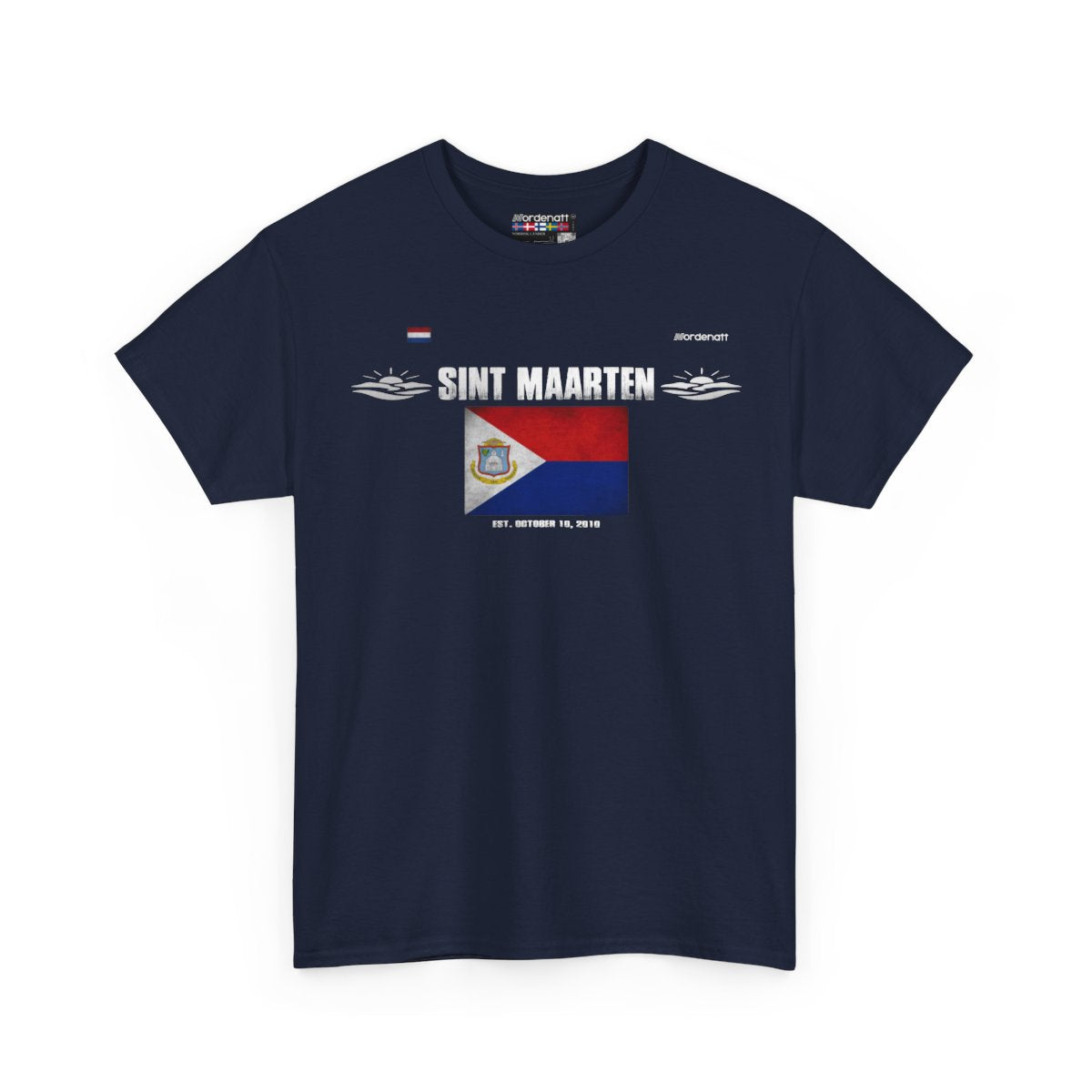 Sint Maarten flag t-shirt in Navy — premium cotton, Nordenatt