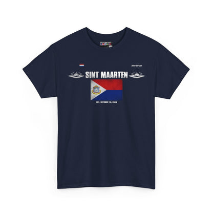 Sint Maarten flag t-shirt in Navy — premium cotton, Nordenatt