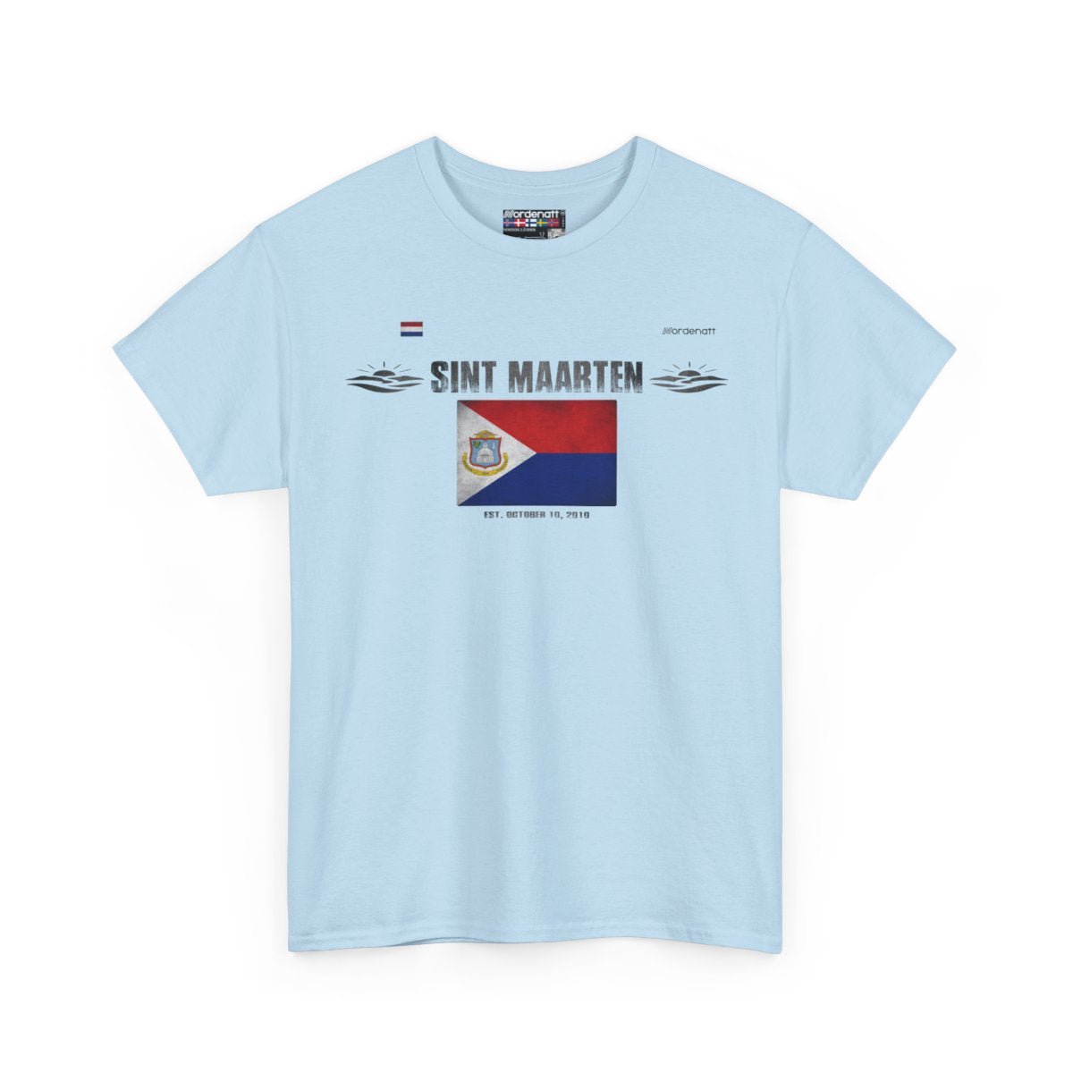 Sint Maarten flag t-shirt in Light Blue — premium cotton, Nordenatt