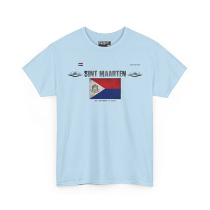 Sint Maarten flag t-shirt in Light Blue — premium cotton, Nordenatt