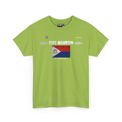 Sint Maarten flag t-shirt in Kiwi — premium cotton, Nordenatt