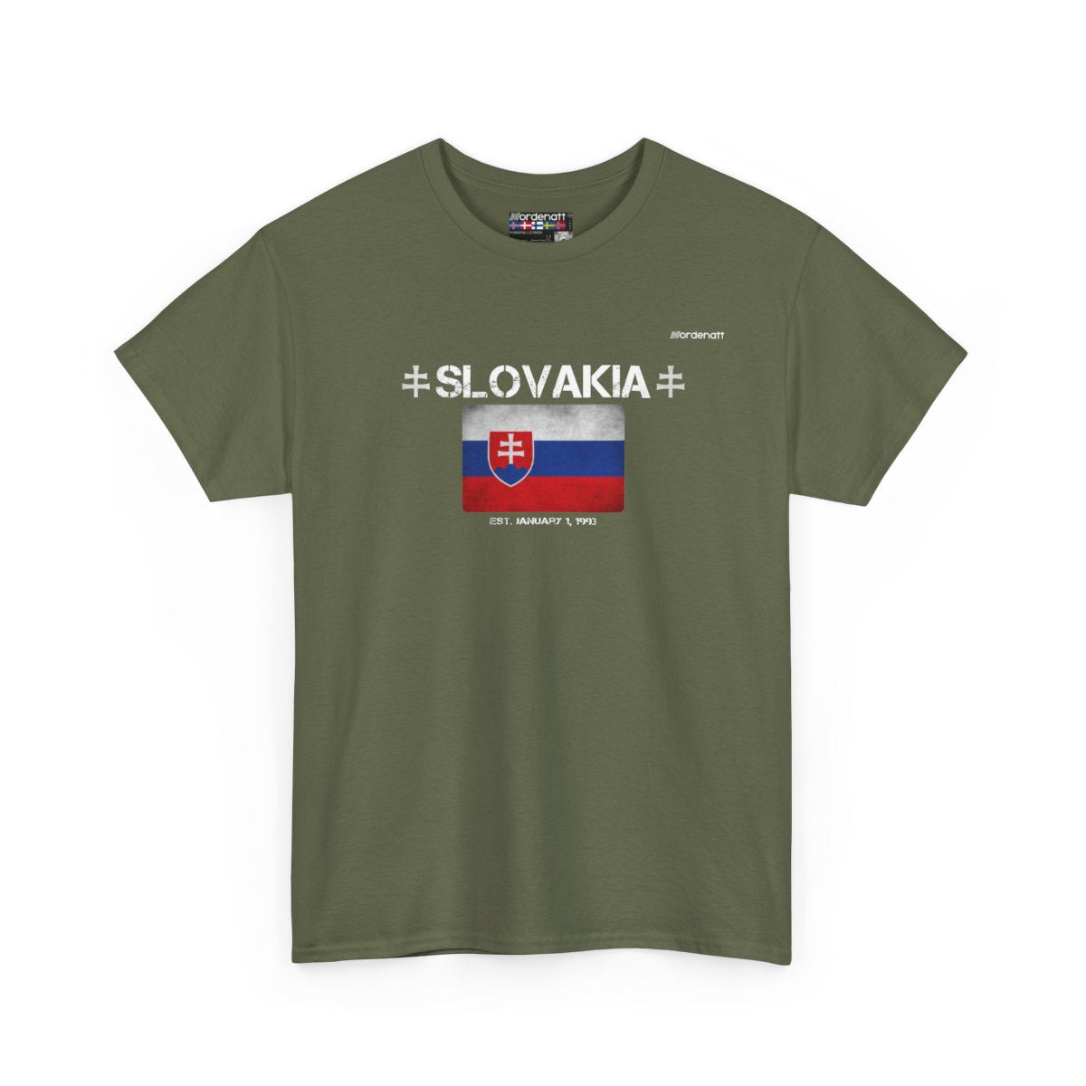 Slovakia flag t-shirt in Military Green — premium cotton, Nordenatt