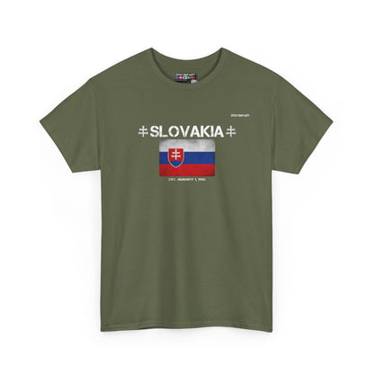 Slovakia flag t-shirt in Military Green — premium cotton, Nordenatt