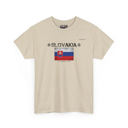 Slovakia flag t-shirt in Sand — premium cotton, Nordenatt