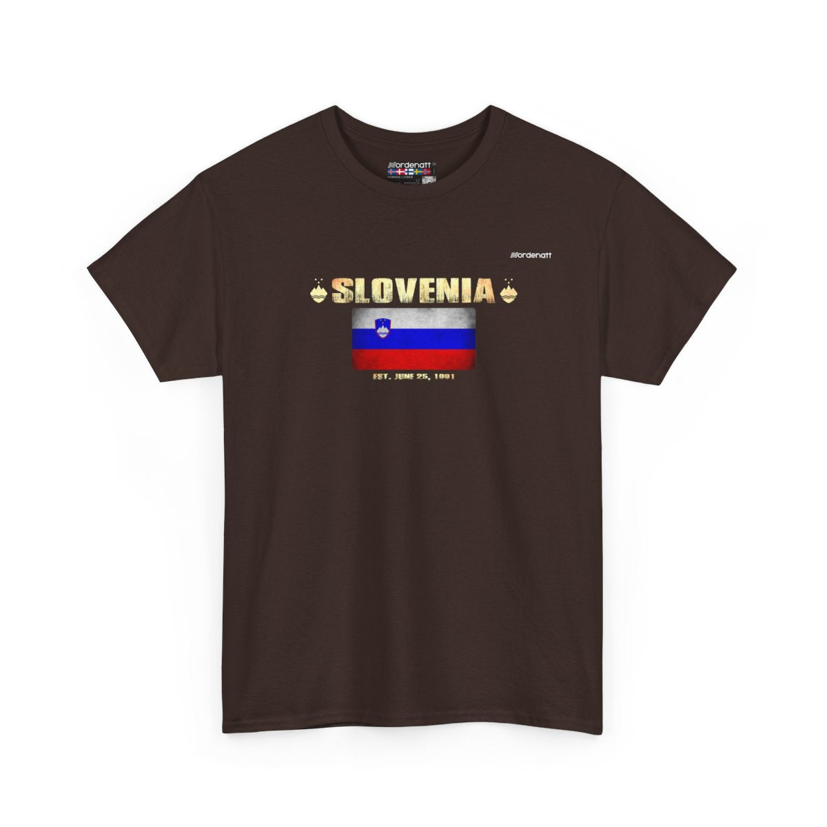 Slovenia flag t-shirt in Dark Chocolate — premium cotton, Nordenatt