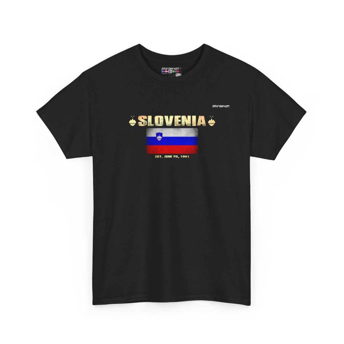 Slovenia flag t-shirt in Black — premium cotton, Nordenatt