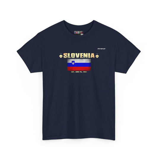 Slovenia flag t-shirt in Navy — premium cotton, Nordenatt