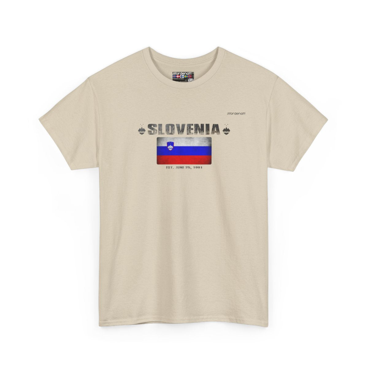 Slovenia flag t-shirt in Sand — premium cotton, Nordenatt
