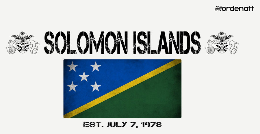 Solomon Islands design preview: flag, date and emblem inspiration printed on light t-shirts (Nordenatt)