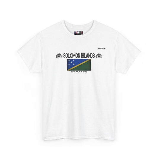 Solomon Islands flag t-shirt in White — premium cotton, Nordenatt