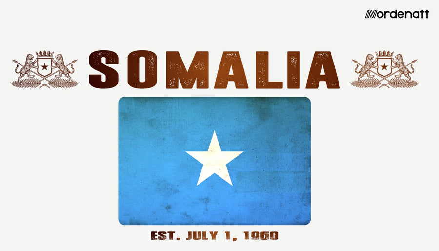 Somalia design preview: flag, date and emblem inspiration printed on light t-shirts (Nordenatt)